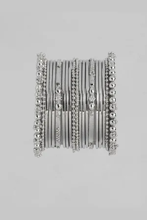 I Jewels Oxidised Silver Plated Chuda Bangles