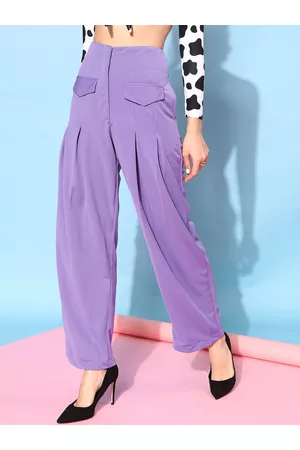 STREET 9 Women Elegant Purple Solid Trousers