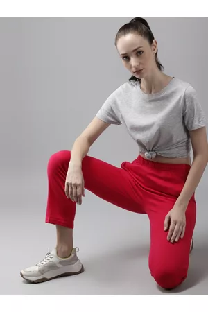 Cayman Women Pink Solid Cotton Cropped Track Pants