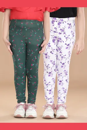 StyleStone Girls Pack Of 2 Printed Cotton Jeggings