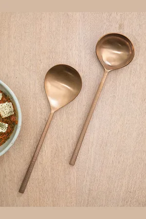 ellementry Set of 2 Gold Hammered Handle Servewear