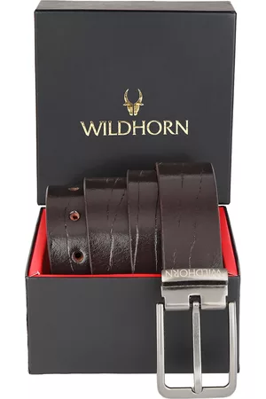 WildHorn Men Brown Textured Free Size Leather Formal Belt