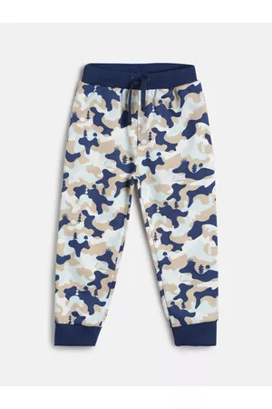 MINI KLUB Infants Boys Navy Blue & Beige Camouflage Printed Joggers