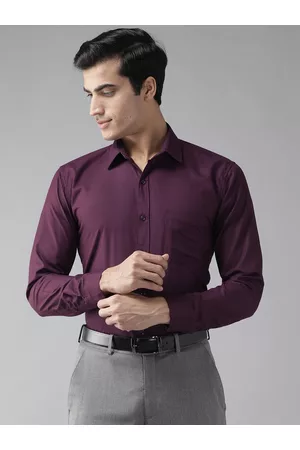 DENNISON Men Wine-Coloured Comfort Slim Fit Solid Formal Shirt