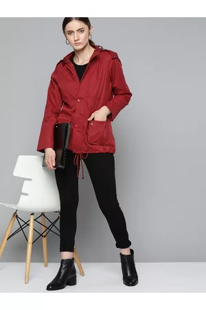 Chemistry Women Solid Pure Cotton Hooded Tailored Jacket