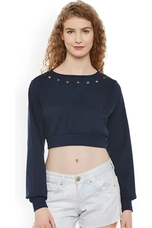 Miss Chase Women Navy Crop Top