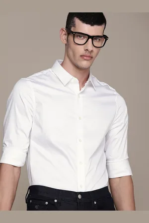 Calvin Klein Men White Solid Slim Fit Semiformal Shirt