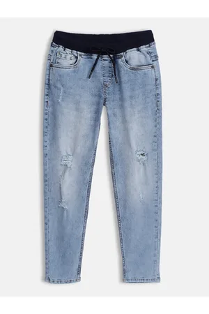HERE&NOW Boys Blue Mildly Distressed Stretchable Jeans