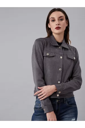 ATHENA Women Grey Solid Tailored Jacket