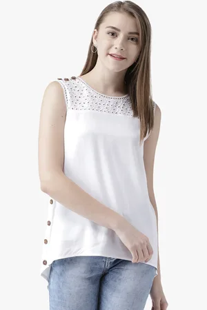 DODO & MOA Women White Styled Back Top