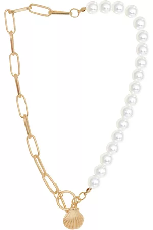 Joker & Witch Gold-Toned Pearl Shell Link Chain Necklace