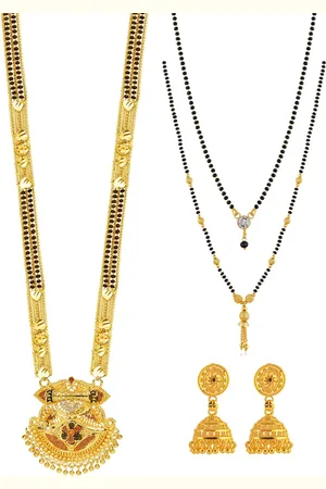 Brandsoon Set Of 3 Gold Plated Mangalsutra with Earring Set