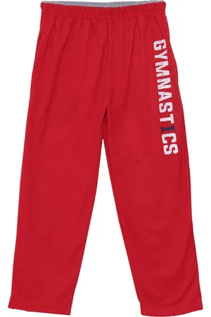 Fashionable Boys Red & White Printed Pure Cotton Track Pants