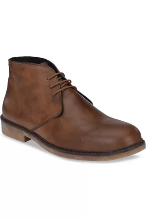 CARLO ROMANO Men Brown Leather Flat Boots