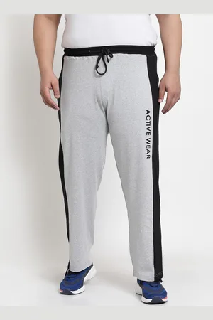 Pluss Men Grey Solid Cotton Straight-Fit Track Pants