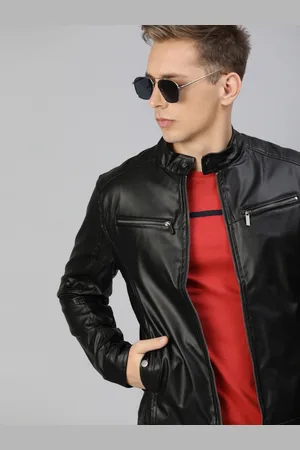 WROGN Men Black Solid Biker Jacket