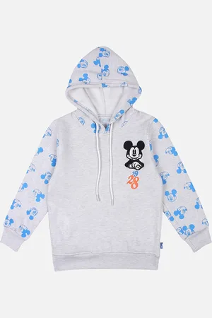 PROTEENS Boys Grey Mickey Mouse Printed Hooded Sweatshirt