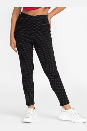 Globus Women Black Printed Skinny Fit High-Rise Cropped Peg Trousers