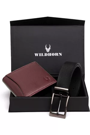 WildHorn Men Brown & Black RFID Protected Genuine Leather Accessory Gift Set