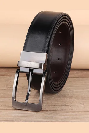 ZORO Men Black & Brown Solid Leather Reversible Belt