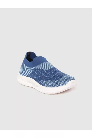 YK Boys Blue Woven Design Slip-On Sneakers