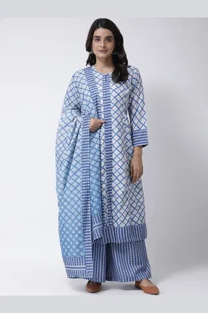 Hangup Women Blue & Off-White Printed Dupatta