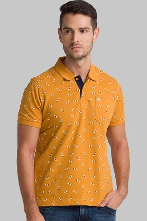 Parx Men Orange Regular Fit Printed Polo T-shirt