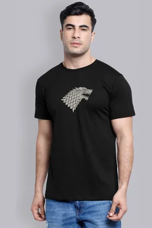 Free Authority Men Black Game Of Thrones Printed Round Neck Pure Cotton T-shirt