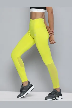 HRX Training Women Neon Lime Rapid-Dry Colourblock Tights