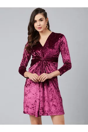 marie claire Women Purple Printed Wrap Dress