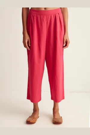 Ancestry Women Pink Solid Cotton Cropped Palazzo