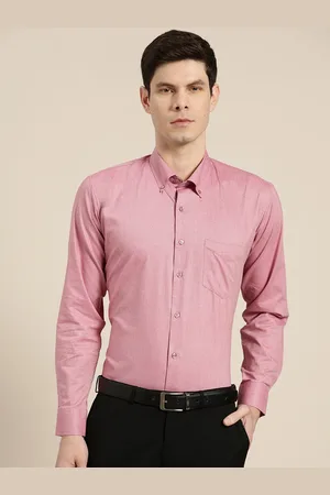 HANCOCK Men Pink Slim Fit Opaque Formal Shirt