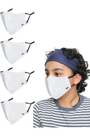 Masq Kids Pack Of 4 Solid 4-Ply Cotton Reusable Outdoor Cloth Masks