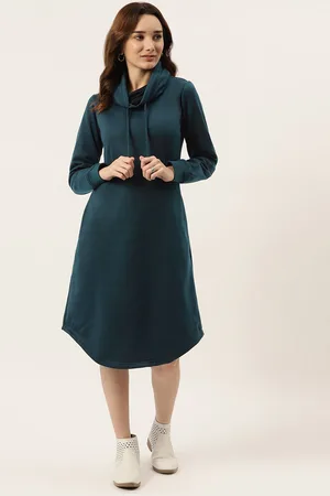 BRINN Green Cowl Neck Midi Jumper Dress
