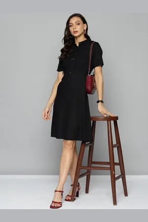 Chemistry Women Black Solid Shirt Dress with Pocket