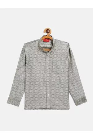 Vastramay Boys Beige Opaque Printed Casual Shirt