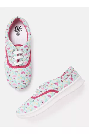 YK Girls Green Printed Sneakers