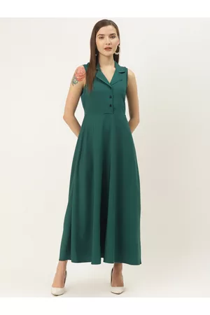Deewa Women Green Solid Maxi Dress