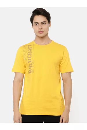 Wildcraft Men Yellow Typography Placement Printed T-shirt
