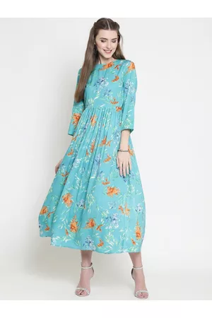 Sera Women Blue Floral Midi Dress