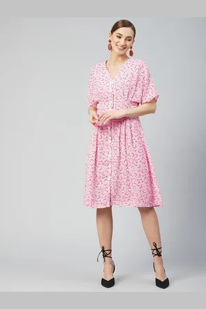 marie claire Women Pink Floral Crepe Dress