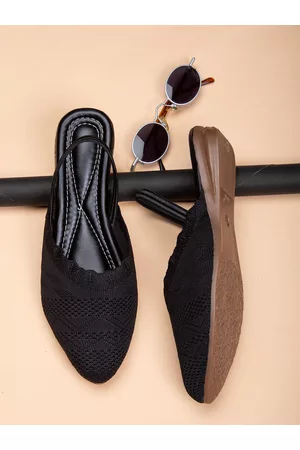 DEAS Women Black Mules Flats