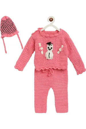 CHUTPUT Unisex Kids Pink Self Design Co-Ords Set