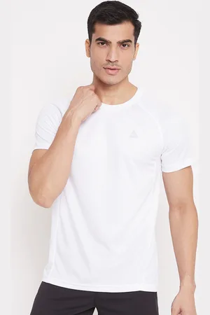 ATHLISIS Men White Solid Rapid Dry Running T-shirt