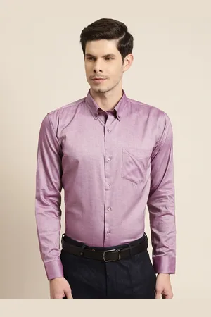 HANCOCK Men Purple Pure Cotton Slim Fit Solid Formal Shirt