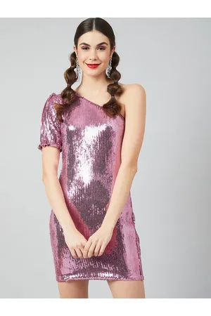 ATHENA Women Pink Sequin Embellished Sheath Dress