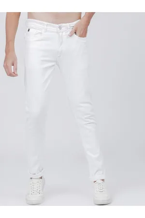 LocoMotive Men White Slim Fit Mid-Rise Clean Look Stretchable Jeans
