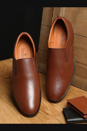 LOUIS STITCH Men Brown Solid Leather Formal Slip-On Shoes