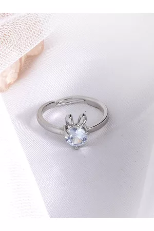 Joker & Witch Silver-Plated Stone-Studded Adjustable Bunny Hop Finger Ring