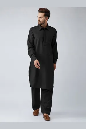 SOJANYA Men Black & Black Solid Kurta with Salwar